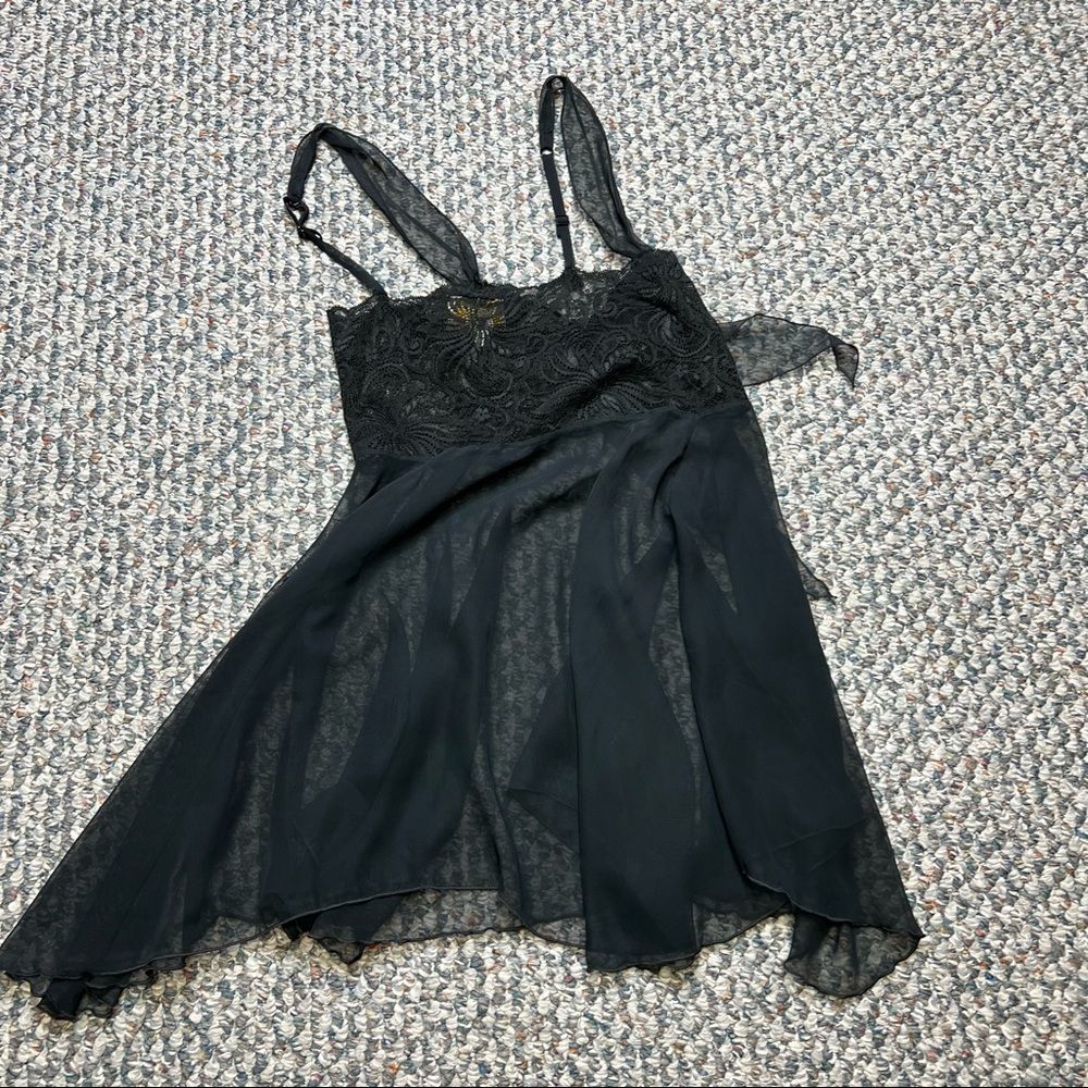 Victorias Secret Gold Label Vintage Black Nightie Womens Size Medium